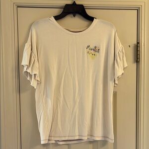 Matilda Jane Cream Flutter Sleeve Ruffled Tee